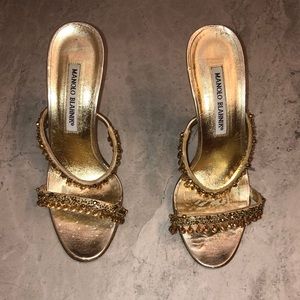 Manolo Blahnik, Size 36, Gold Heels